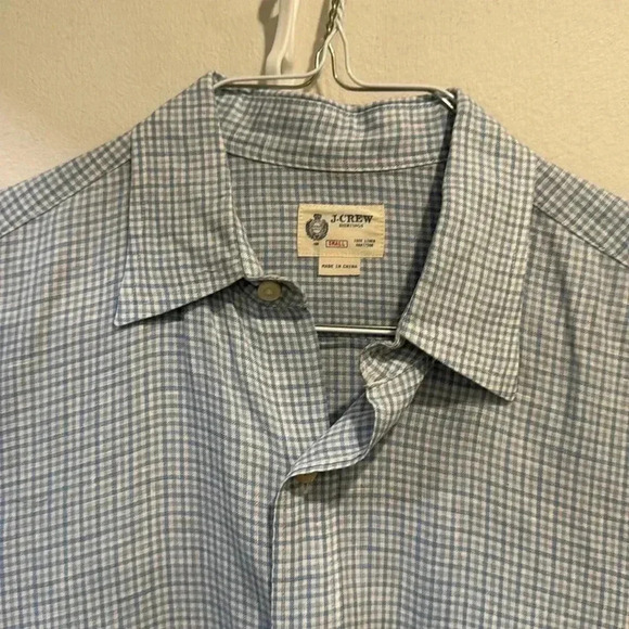 J Crew Men’s Plaid Linen Button Down Shirt - Small - Picture 2 of 7
